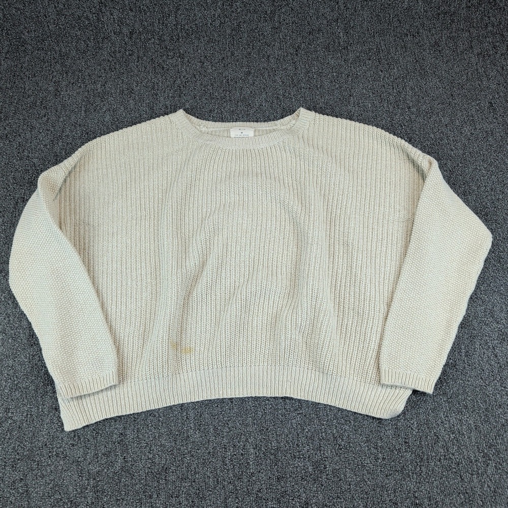Pins and Needles Coastal Minimalist Ribbed Knit Sweater Womens Medium Cream